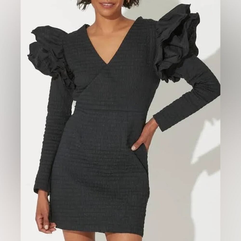NWT Cleobella M Bridgette Black Asymmetrical Ruffled Sheath Dress
